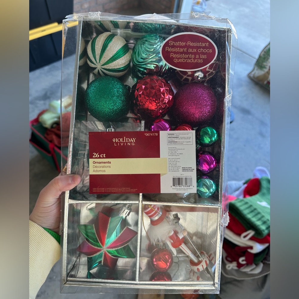 Shatter-Resistant Ornament Set - Green, Red, Pink